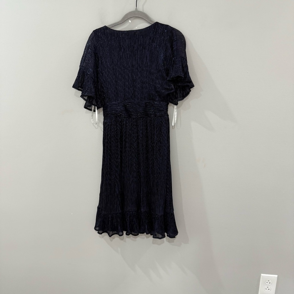 Lilly Pulitzer Dress Sinclare Mini Short Sleeve Low Tide Navy Metallic Crinkle - Picture 8 of 9